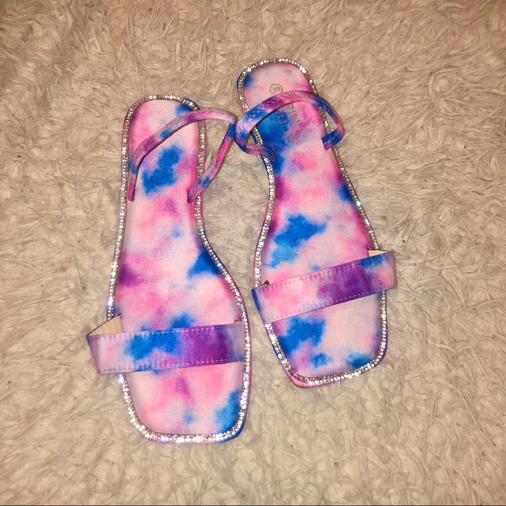 Pink Sound Pink and Blue Strapped Sandals